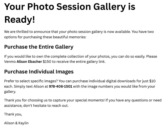 Your Photo Session Gallery is Ready!